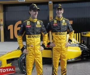 пазл Роберт Кубица и Виталий Петров, пилоты Renault F1 Scuderia